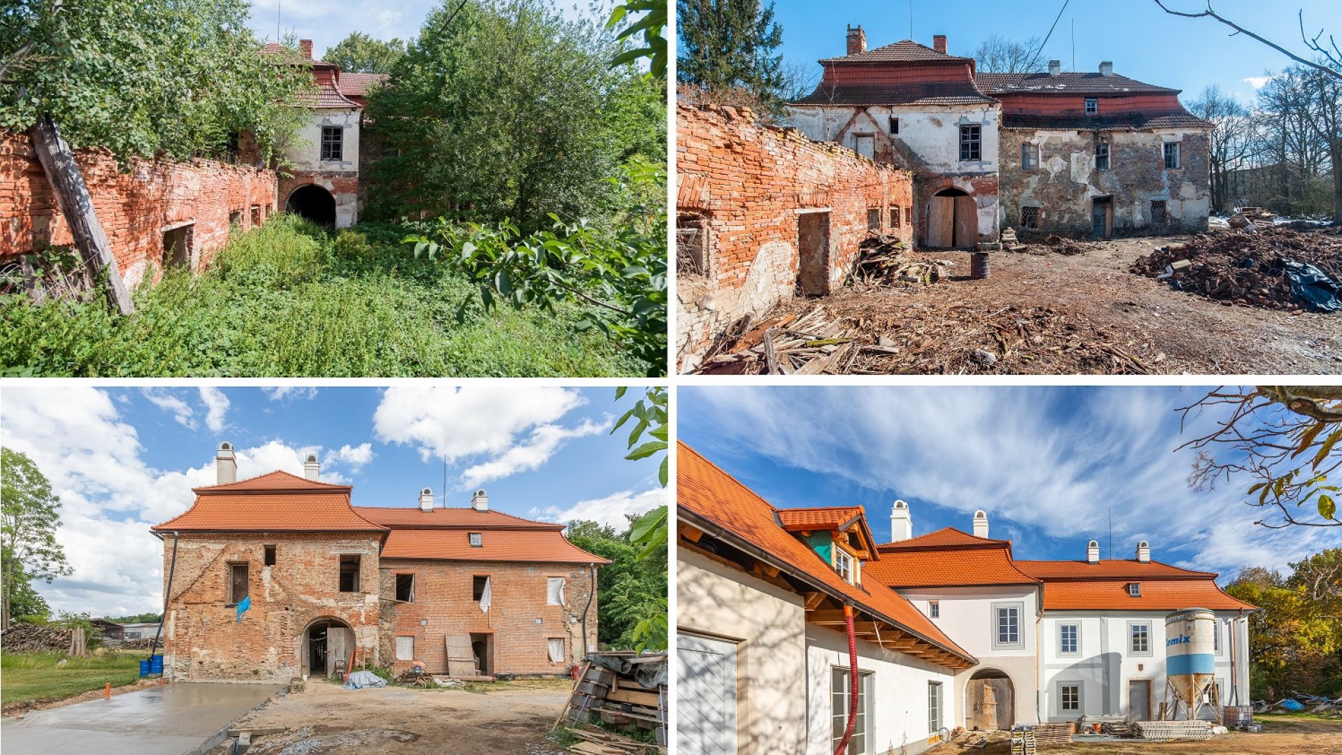 Zámek Ohrazenice před a po