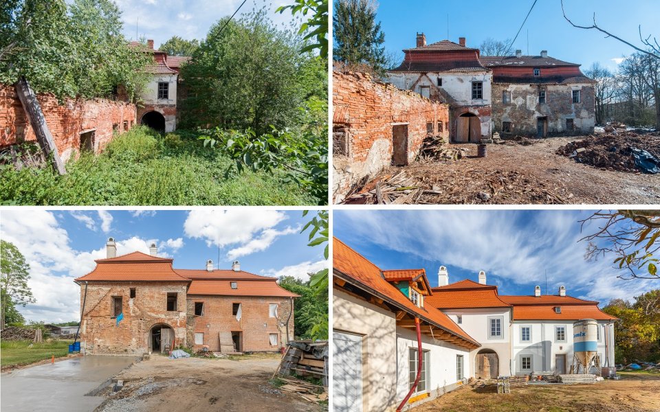 Zámek Ohrazenice před a po